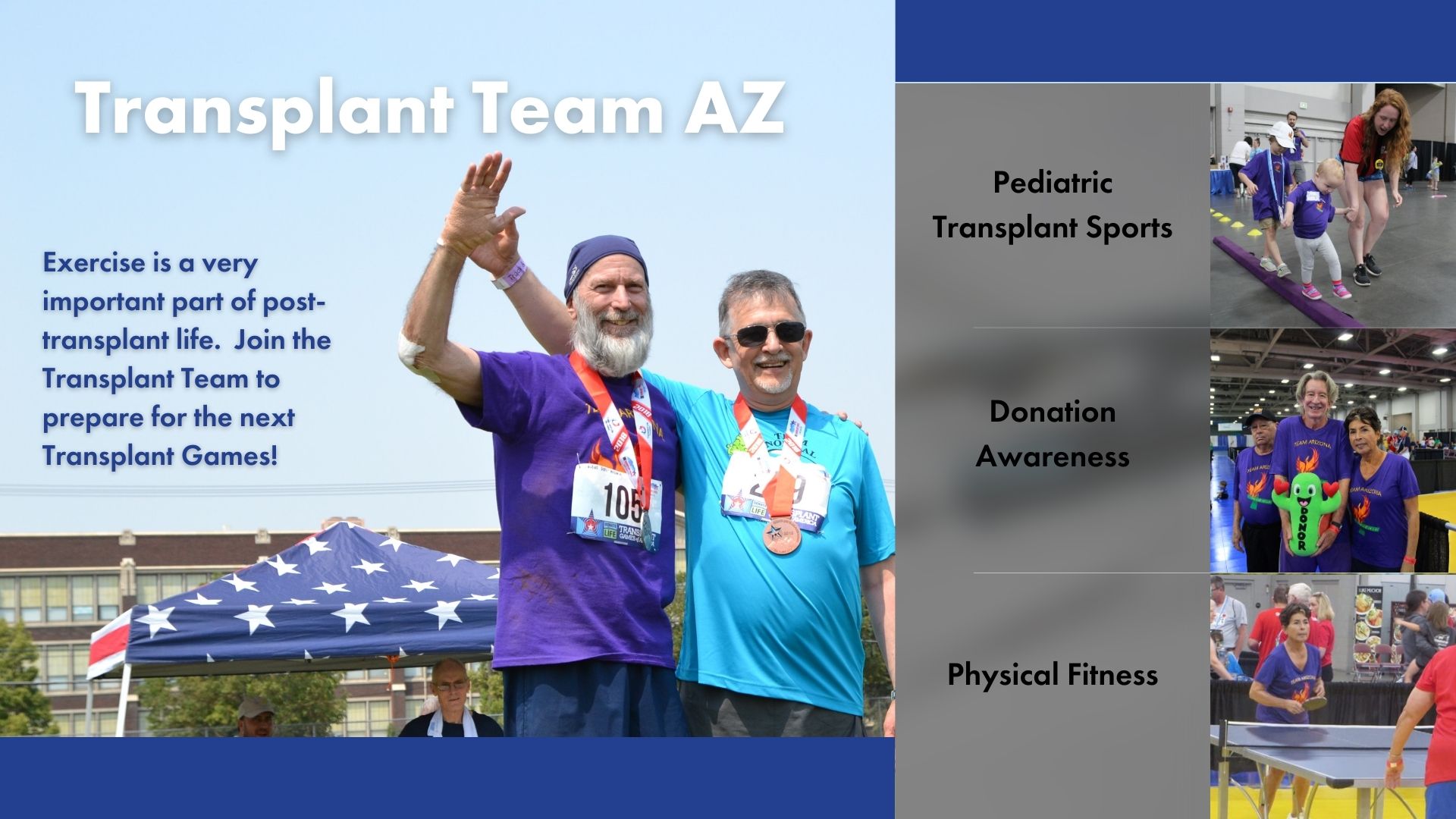 kidney recipient rejoices after receiving gold medal, Transplant Team AZ, exercise is very important post transplant